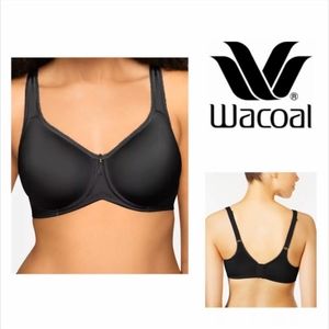 WACOAL Basic Beauty Full Figure Bra 34D T Shirt Black Underwire 855192 Unlined